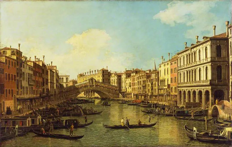 ヴェネツィア：ドルフィン＝マニン宮殿のグランド・カナルとリアルト橋方面 - カナレット

Source:
Venise : le Grand Canal du palais Dolfin-Manin vers le pont du Rialto - Canaletto