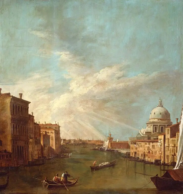 ヴェネツィア：大運河とバチーノ、サンタ・マリア・デッラ・サルーテを望む - カナレット

Source:
Venise : le Grand Canal vers le bacino, avec Santa Maria della Salute - Canaletto