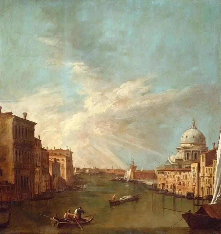 ヴェネツィア：大運河とバチーノ、サンタ・マリア・デッラ・サルーテを望む - カナレット

Source:
Venise : le Grand Canal vers le bacino, avec Santa Maria della Salute - Canaletto