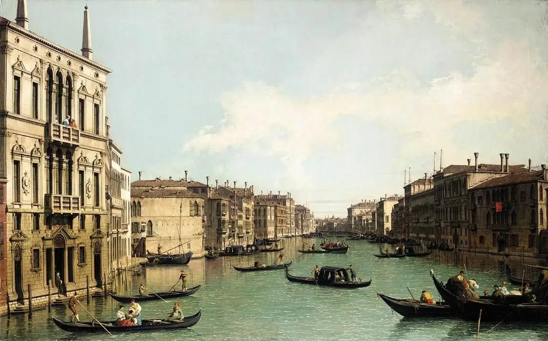 Venise: Le Grand Canal vers le nord-est depuis le palais Balbi vers le pont du Rialto - Canaletto - Alpha Reproduction