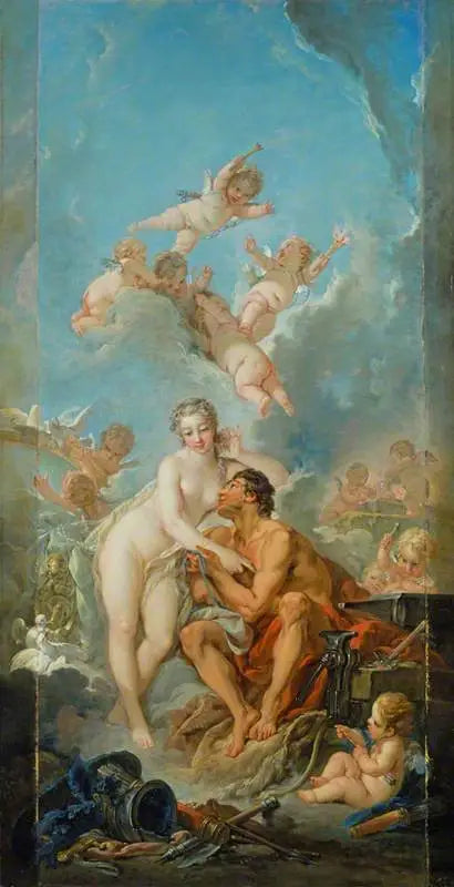 Vénus chez Mars, dit autrement à tort Vénus chez Vulcain - François Boucher image 1 reproduction de peinture à l’huile