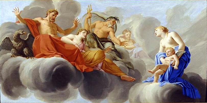 Vénus présente l'amour à Jupiter - Eustache Le Sueur image 1 copie de tableau peinte à la main