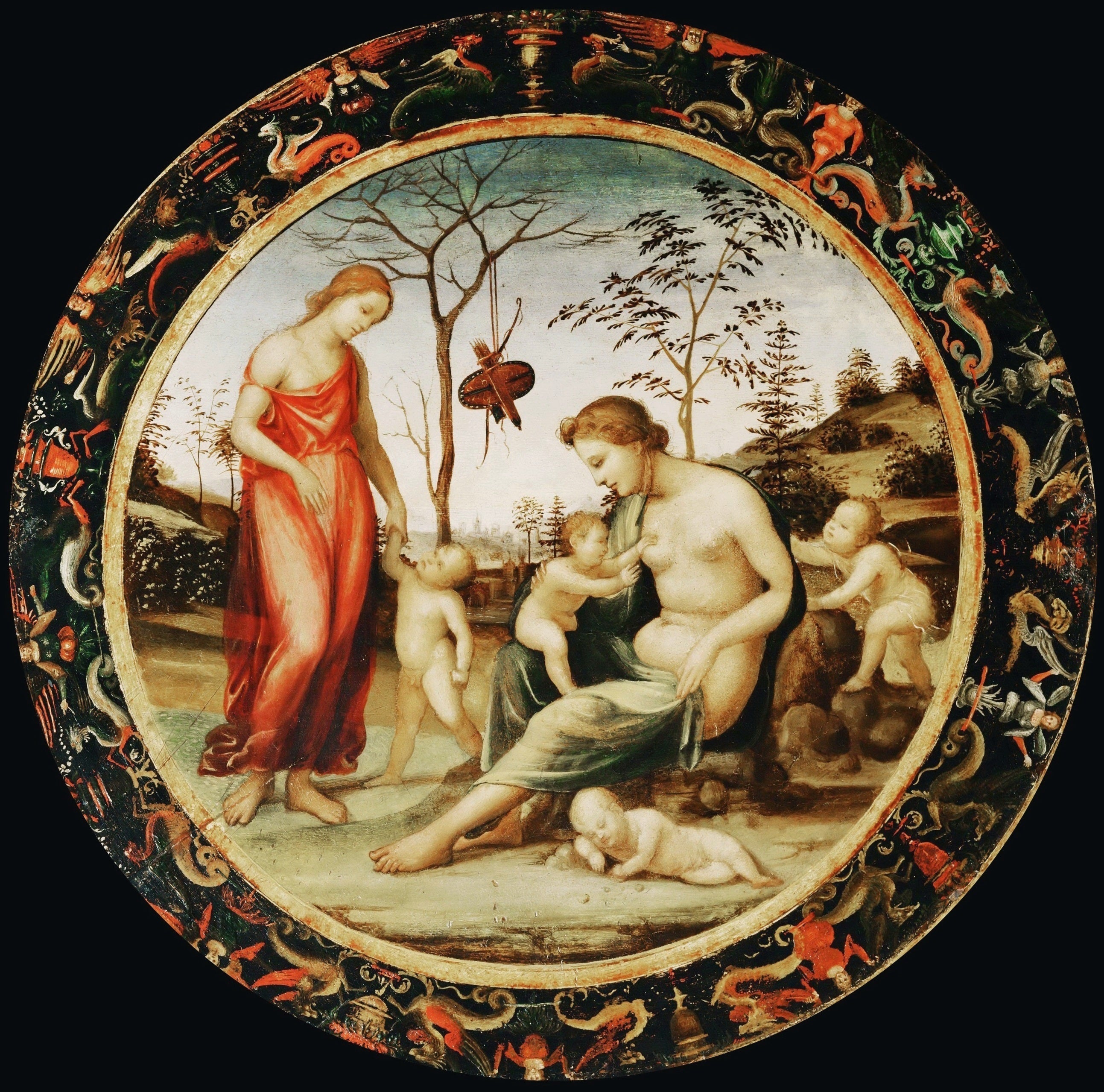 Vénus terrestre avec Éros et Vénus céleste avec Antéros et deux autres cupidons - Il Sodoma (Giovanni Antonio Bazzi) image 1 reproduction réalisée par Alpha Reproduction