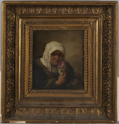 Vieille dame à la rose - David Teniers le Jeune - Alpha Reproduction