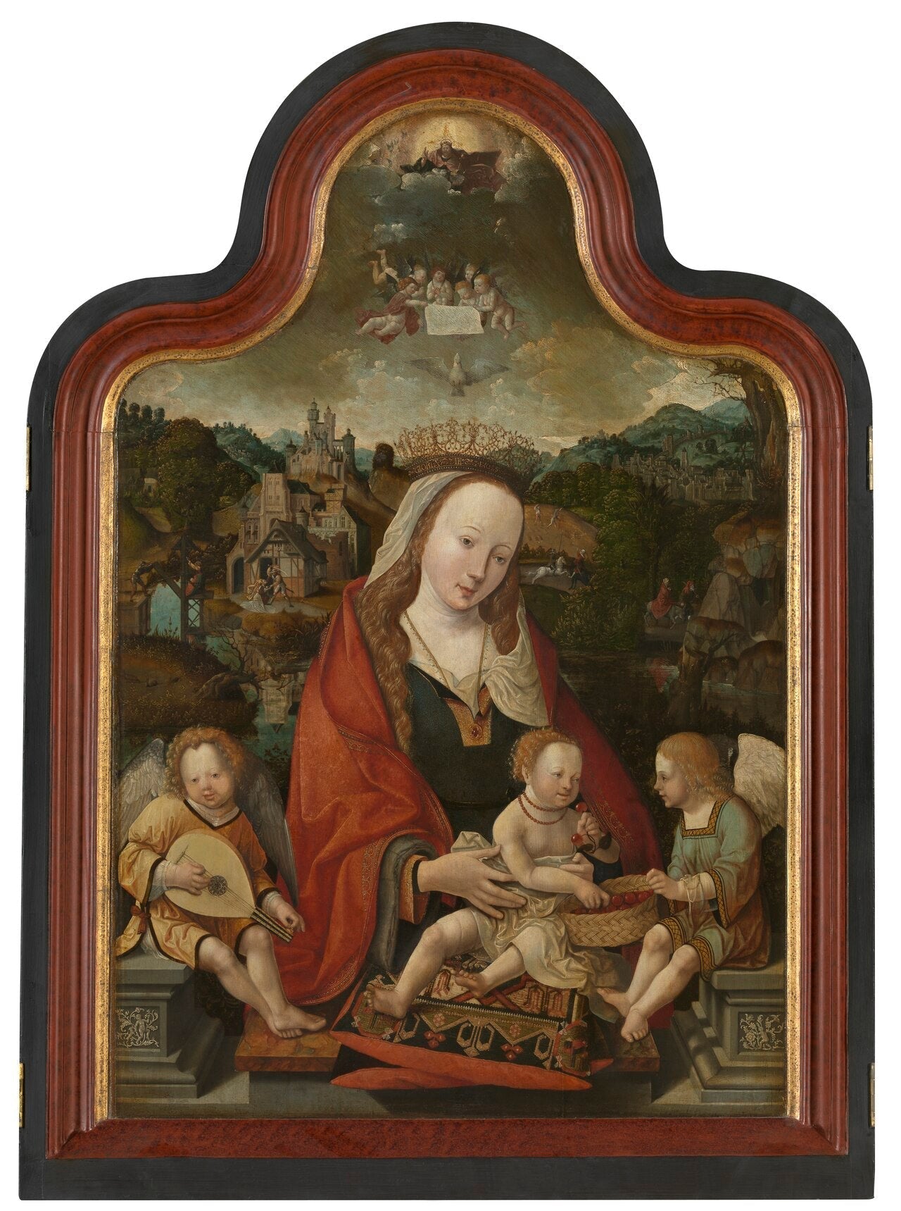 Vierge à l'Enfant avec des anges - Jacob Cornelisz van Oostsanen image 1 reproduction de peinture à l’huile