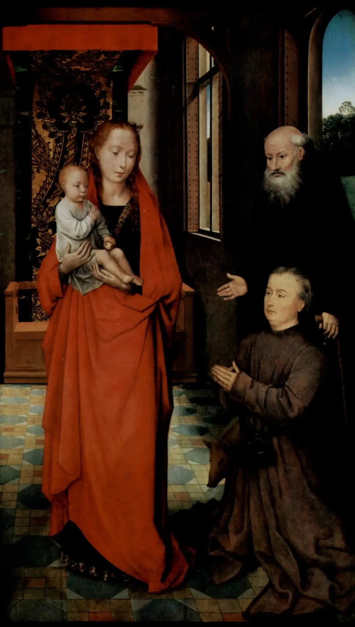 Vierge à l'Enfant avec saint Antoine et un donateur - Hans Memling image 1 reproduction artisanale de tableau