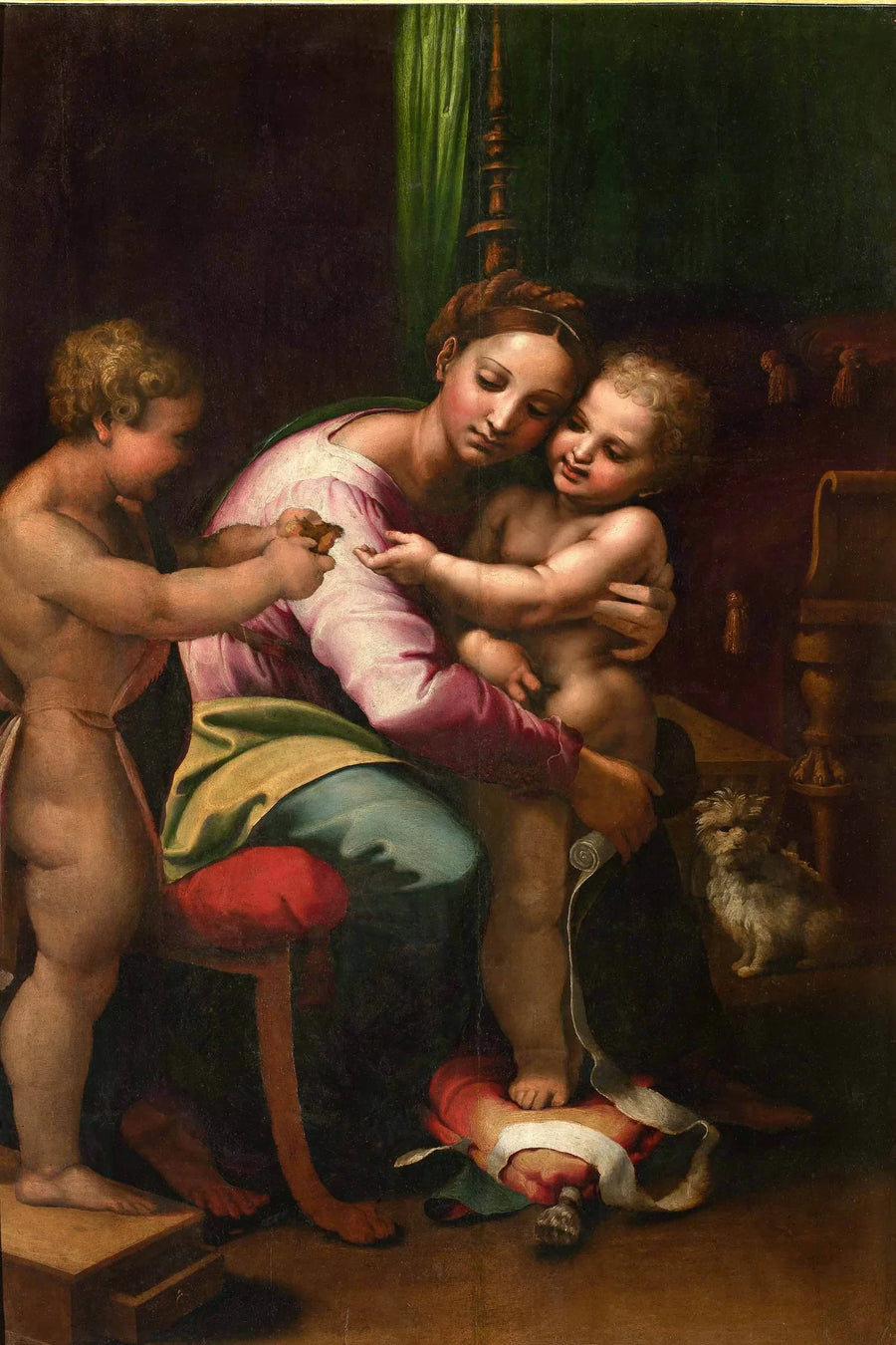 Vierge à l'Enfant avec saint Jean-Baptiste enfant - Giulio Romano image 1 copie de tableau peinte à la main