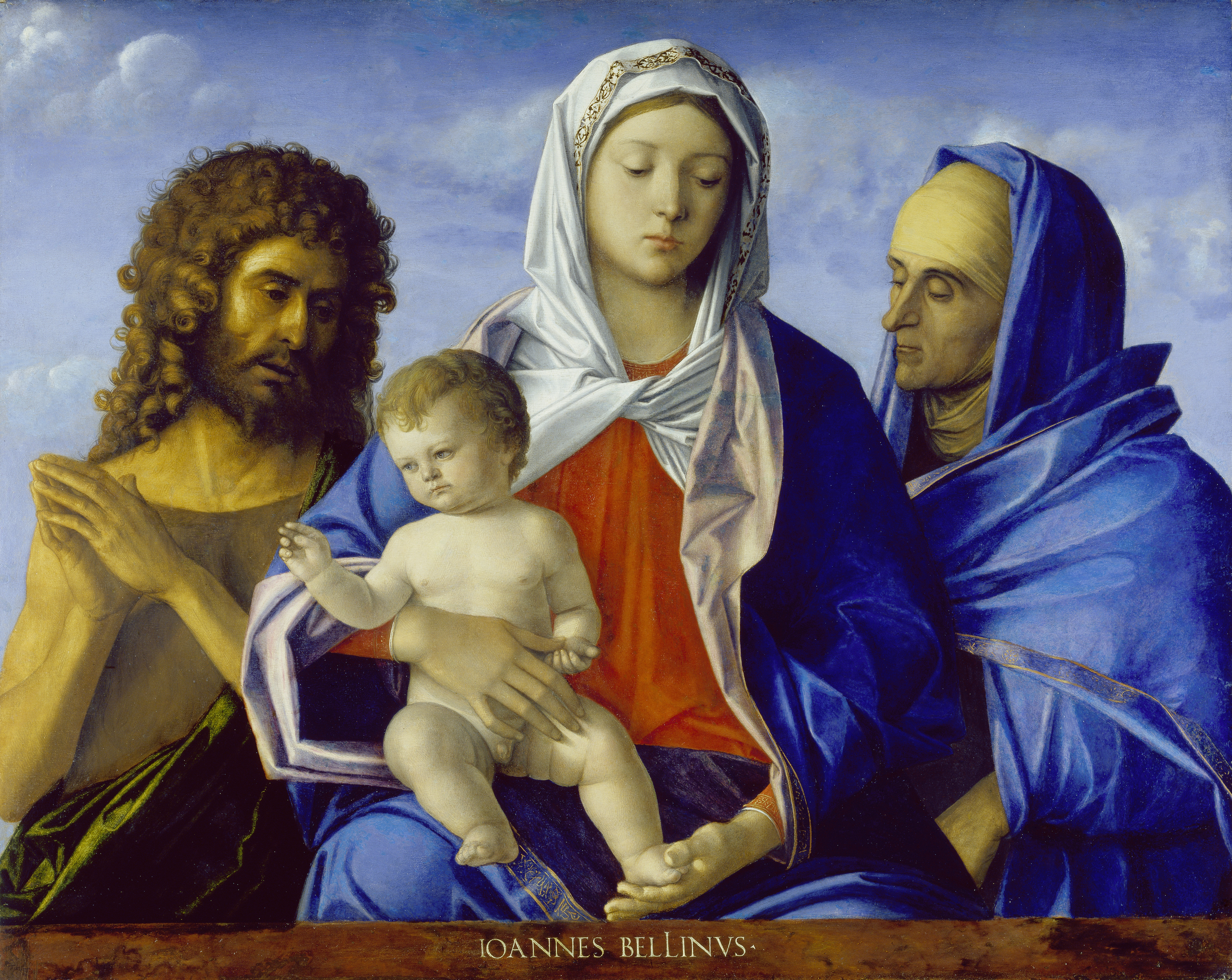 Vierge à l'Enfant avec Saint Jean le Baptiste et Elisabeth - Giovanni Bellini image 1 reproduction artisanale de tableau