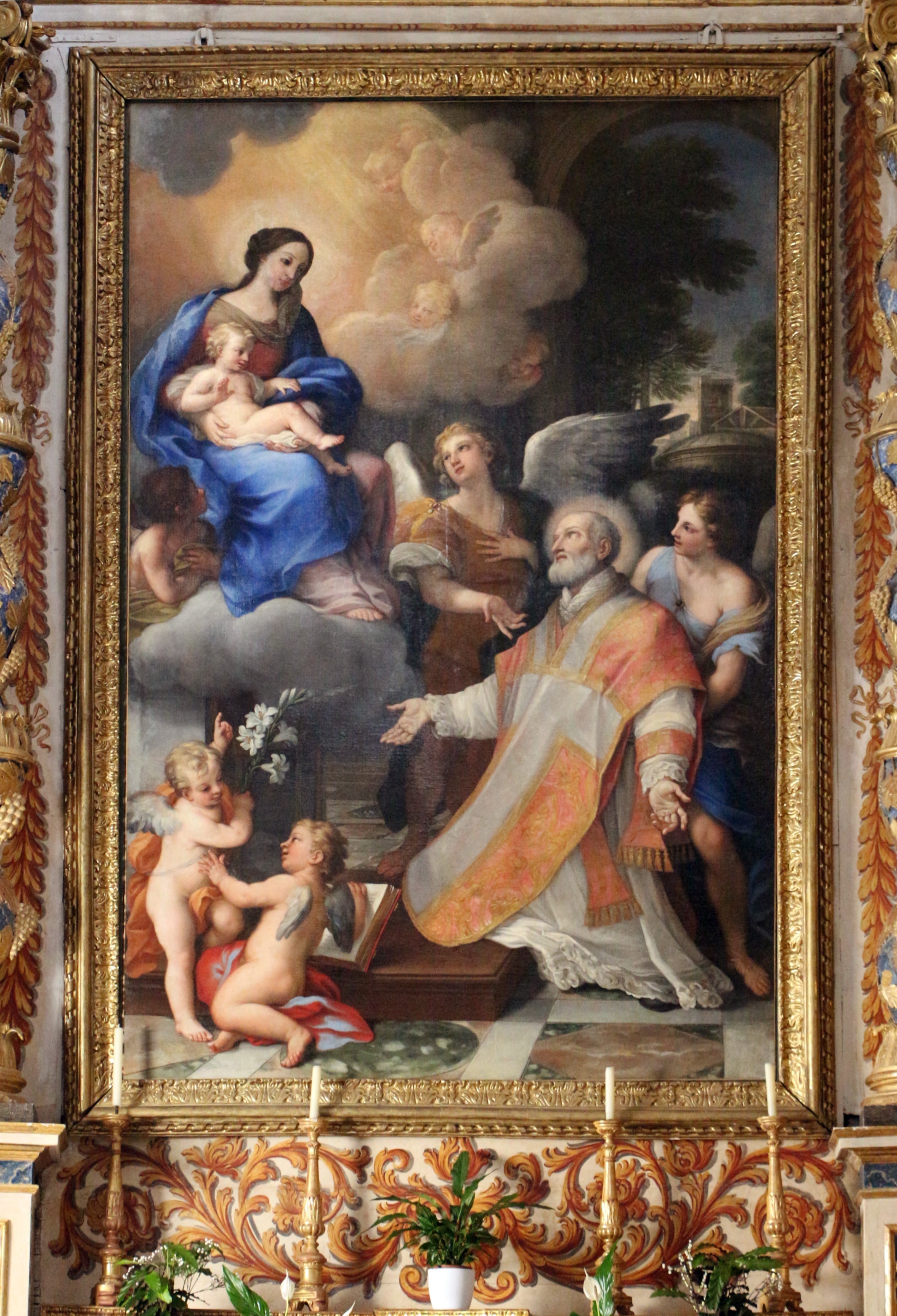 Vierge à l'Enfant avec saint Philippe Néri - Carlo Maratta image 1 reproduction d’œuvre d’art à l’huile