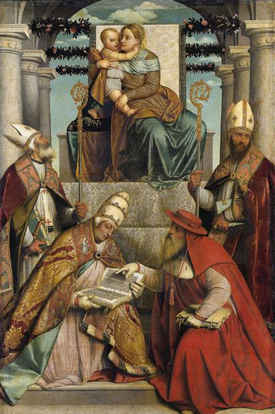 Vierge à l’Enfant avec les quatre docteurs de l’Église - Alessandro Bonvicino - Alpha Reproduction