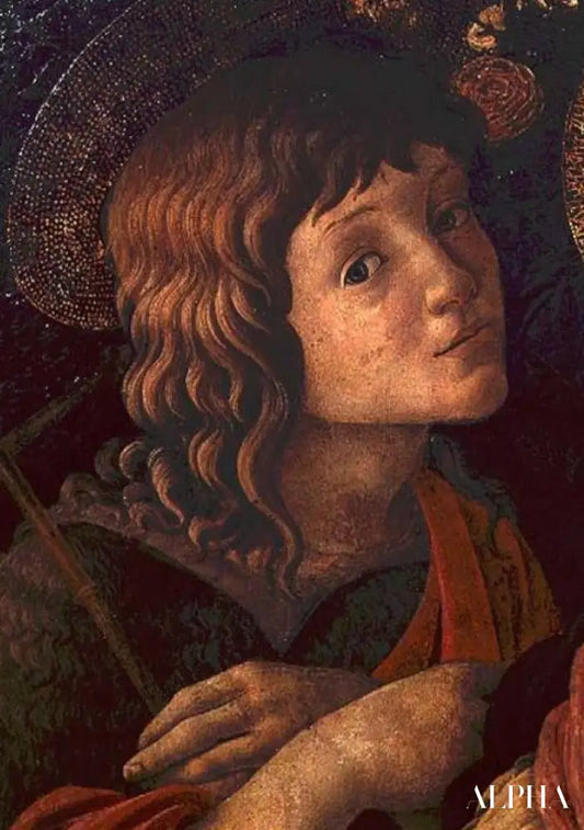 Vierge à l'Enfant avec Saint Jean Baptiste, détail du jeune saint - Sandro Botticelli - Reproductions de tableaux et peintures haut de gamme