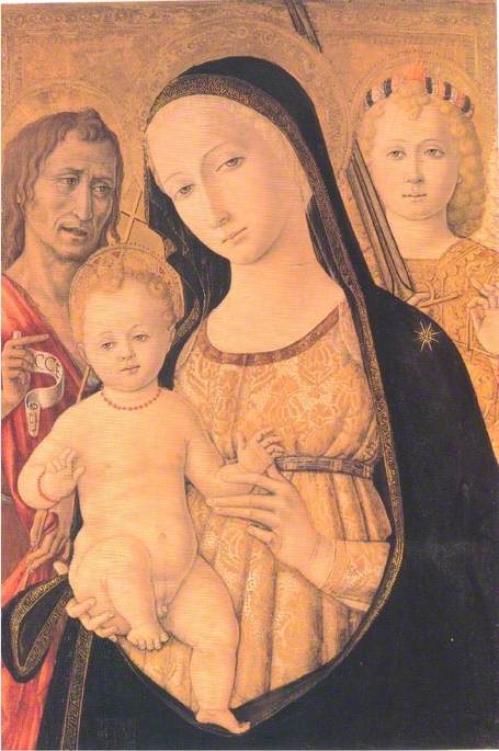 聖ヨハネ Baptist そして大天使ミカエルとともにいる幼子イエス像 - マッテオ・ディ・ジョヴァンニ