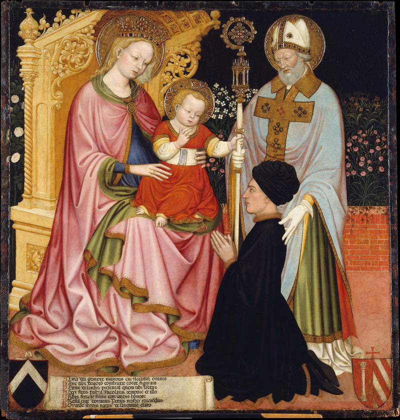 Vierge à l'Enfant avec le donateur Pietro de' Lardi présentée par saint Nicolas - Master G.Z. (possibly Michele dai Carri, Italian, Ferrara, active by 1405–died 1441 Ferrara)