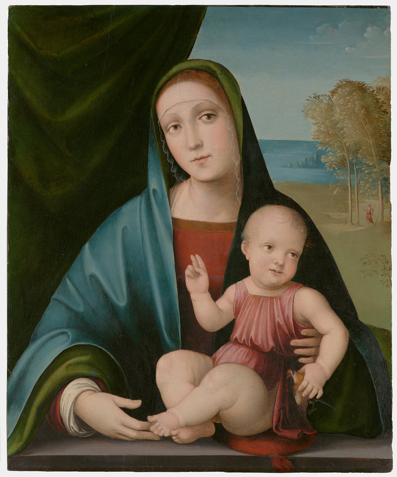 ヴァージンと幼子が手すりに寄りかかる - フランチェスコ・フランチャ