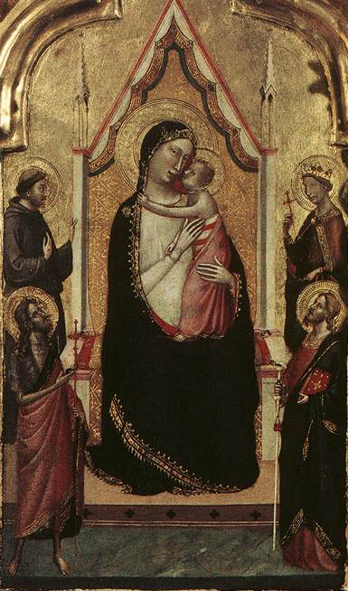 聖人とともに座る聖母子像 - ベルナルド・ダッディ