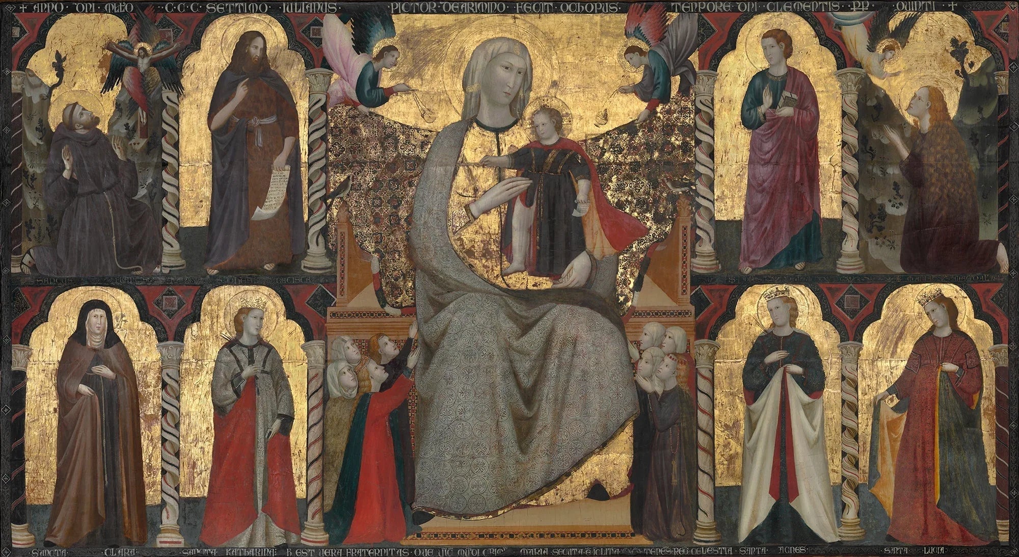 Vierge et Enfant trônant avec des saints - Giuliano da Rimini image 1 reproduction d’œuvre d’art à l’huile