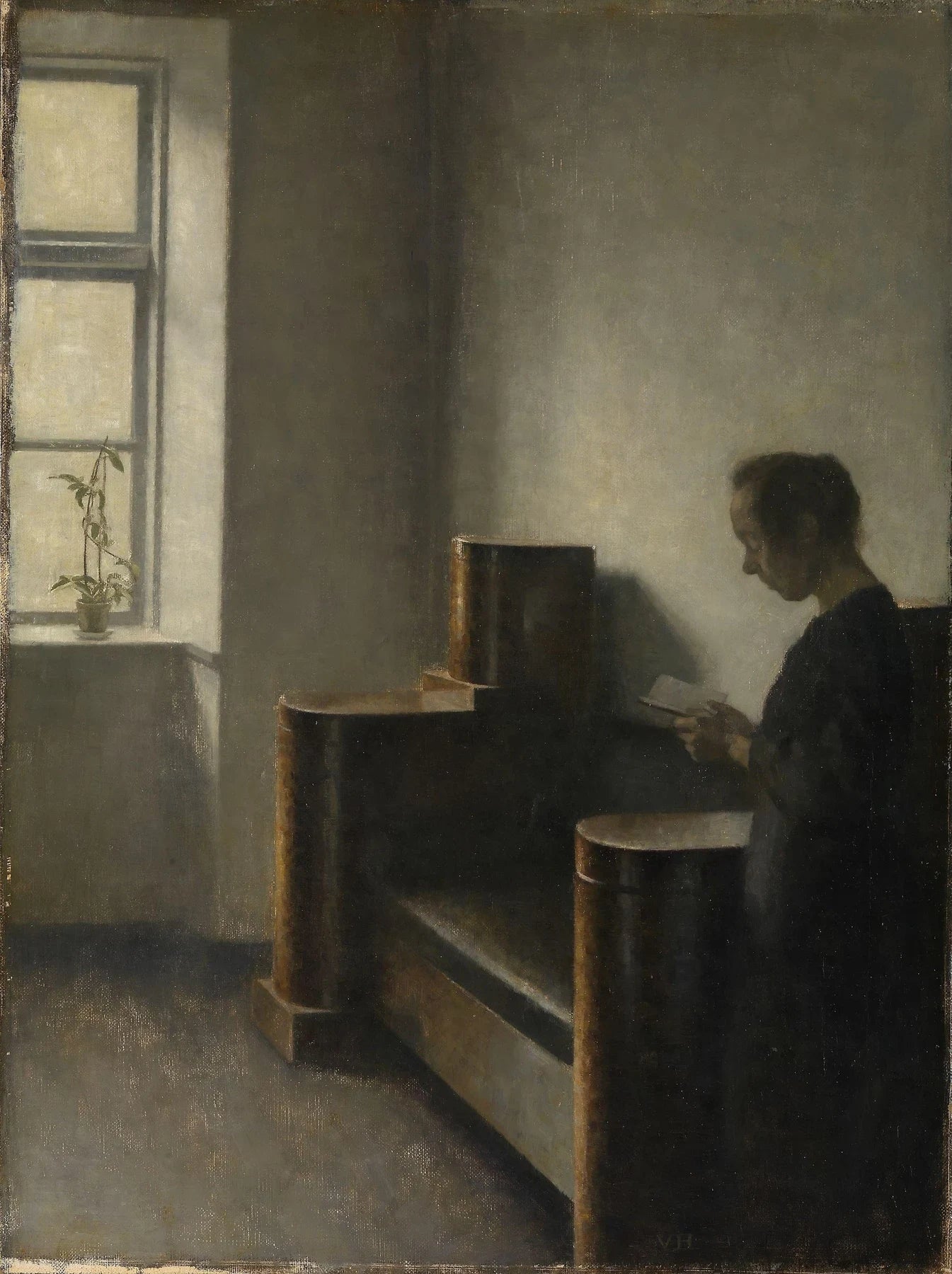 Intérieur avec l’épouse de l’artiste, peinture de Vilhelm Hammershøi