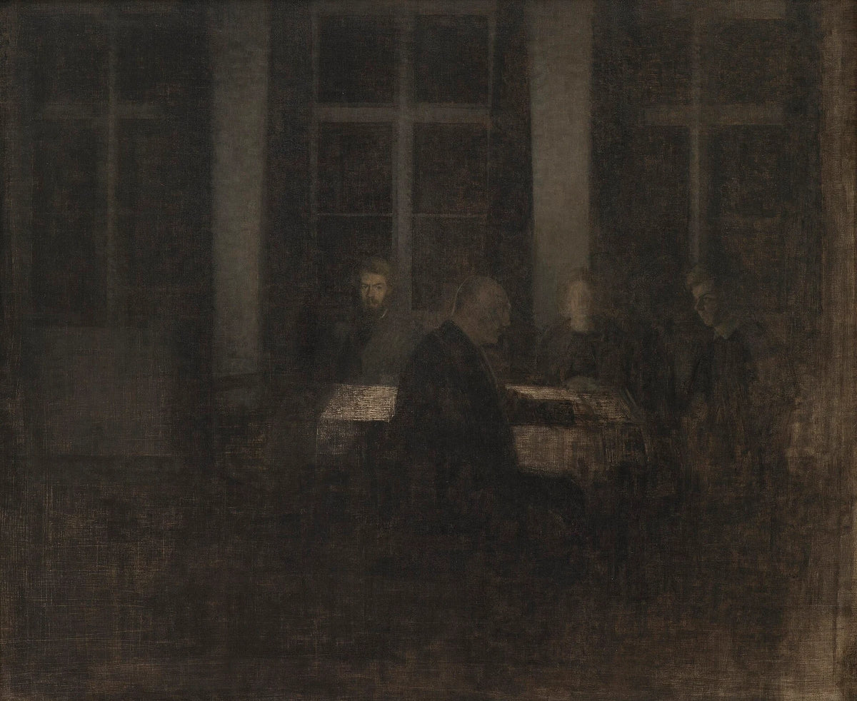 リビングルームでの夕方 - Vilhelm Hammershøi