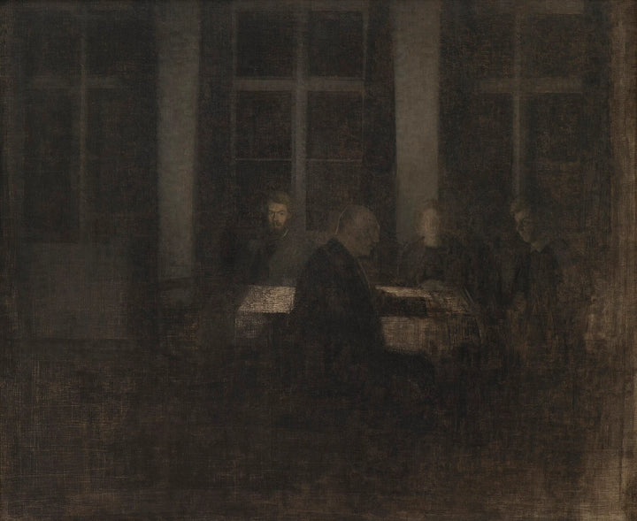 リビングルームでの夕方 - Vilhelm Hammershøi