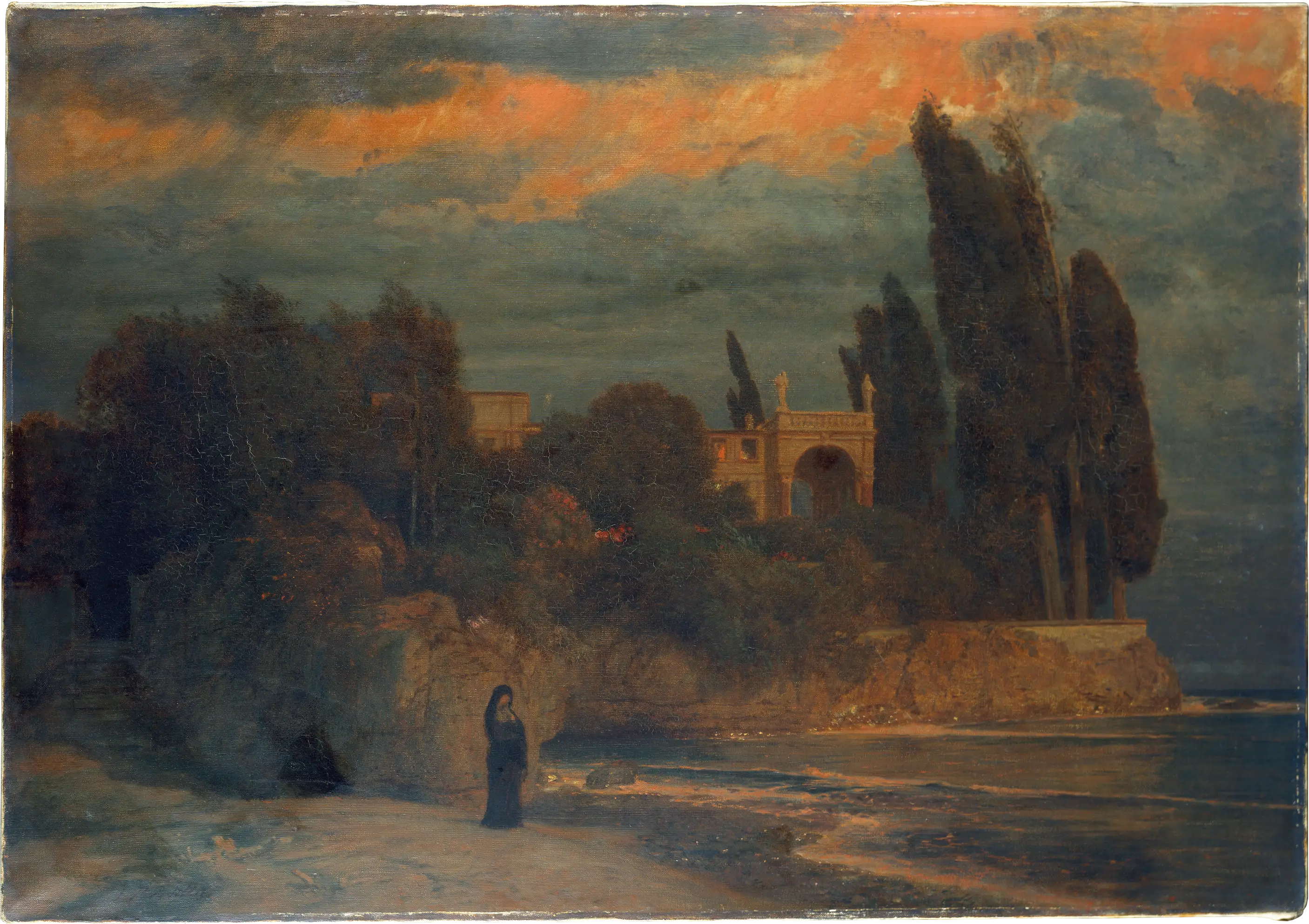 Villa au bord de la mer III - Arnold Böcklin image 1 copie de tableau peinte à la main
