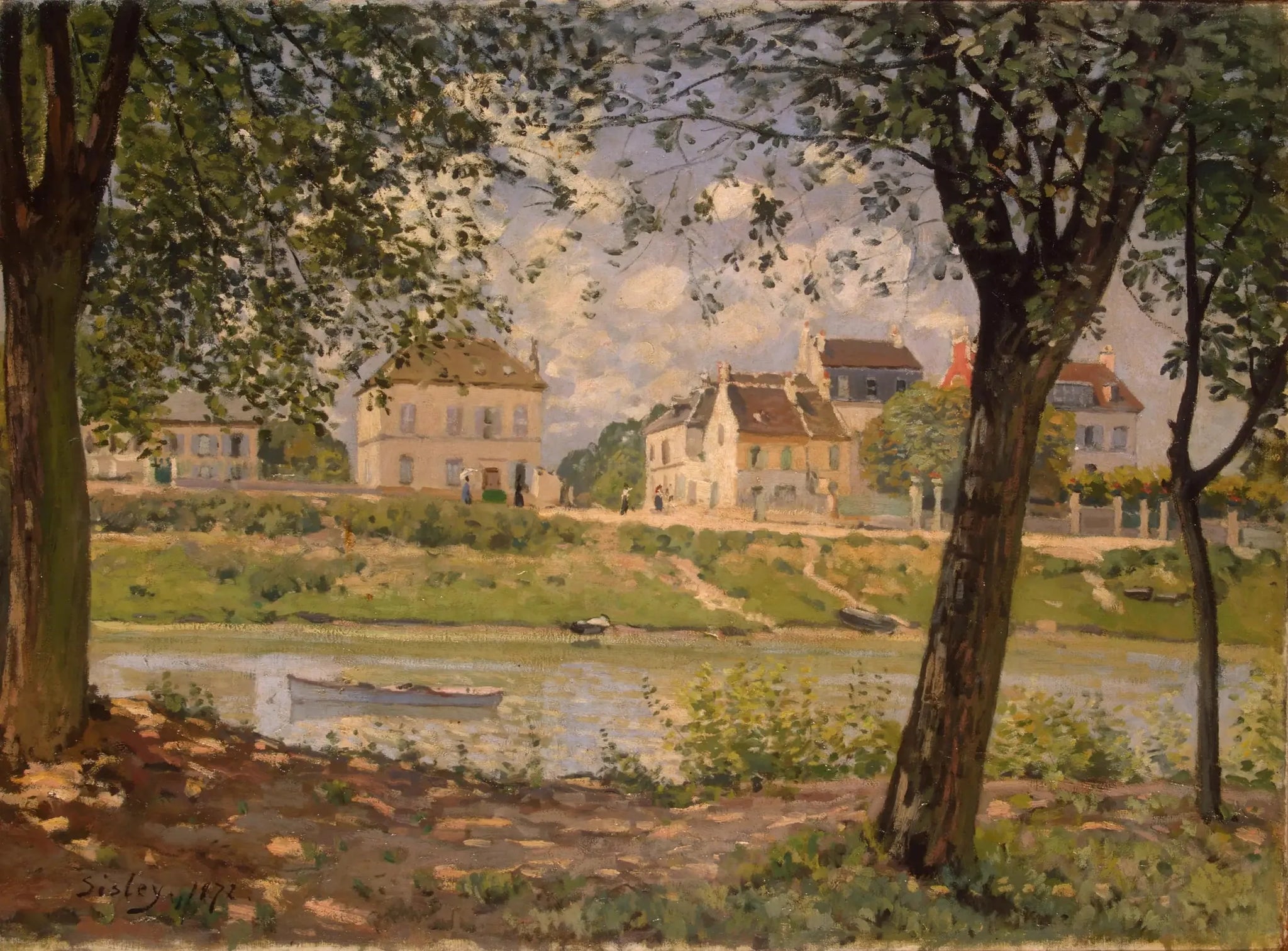 Village au bord de la Seine - Alfred Sisley image 1 reproduction artisanale de tableau
