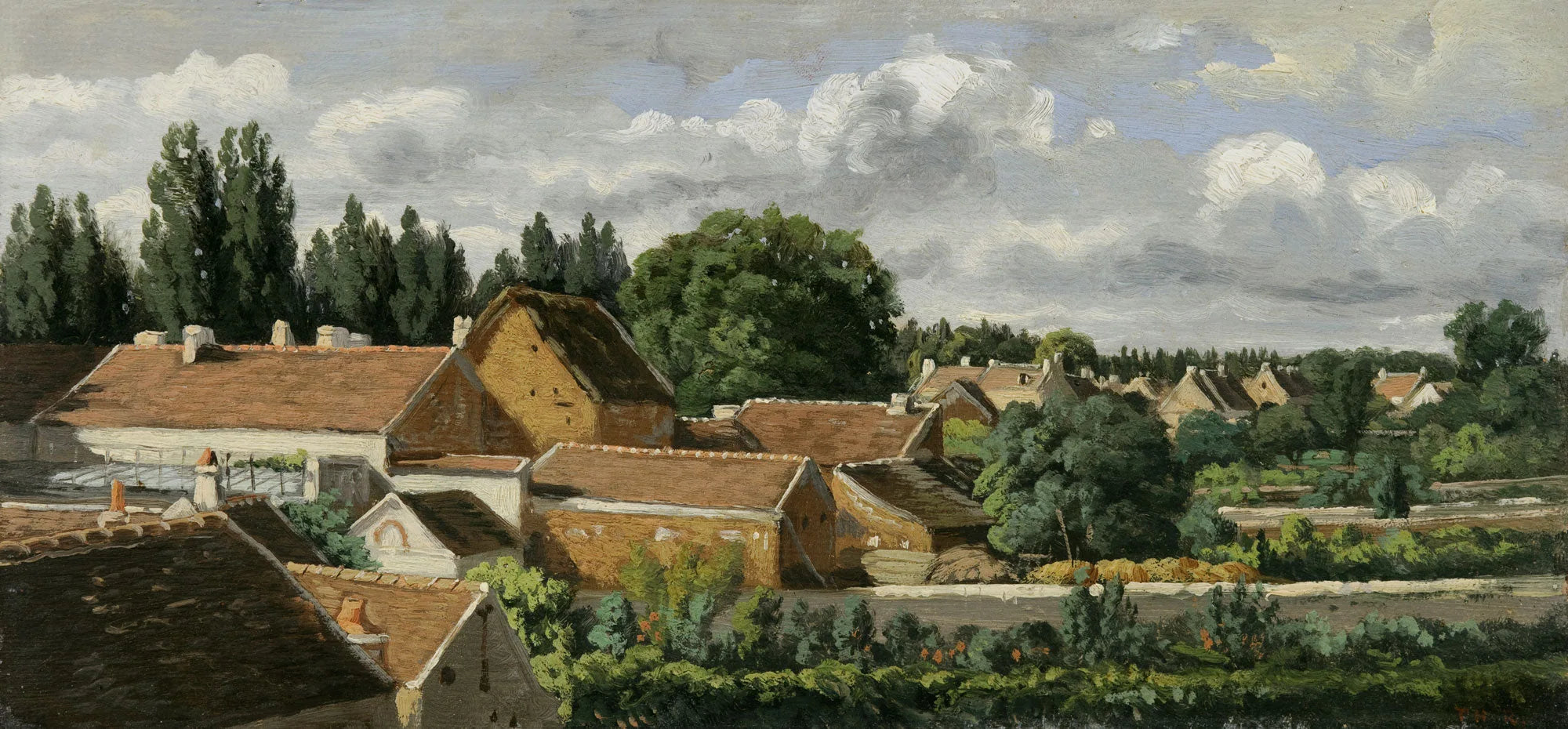 Village près de la rivière Moselle - Théodore Rousseau image 1 reproduction d’œuvre d’art à l’huile