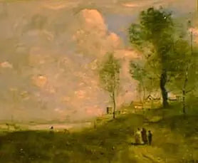 Ville d'Avray (Paysage et figures) - Jean-Baptiste Camille Corot image 1 copie de tableau peinte à la main