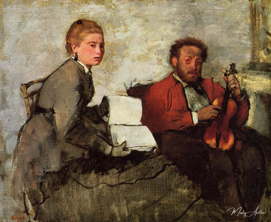 Violoniste et jeune femme - Edgar Degas - Reproductions de tableaux et peintures haut de gamme