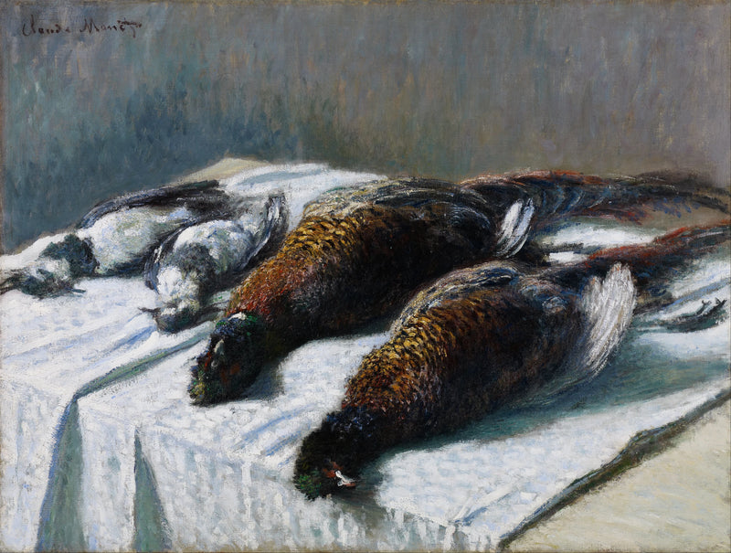 キジとチドリの静物画 W550 - クロード モネ