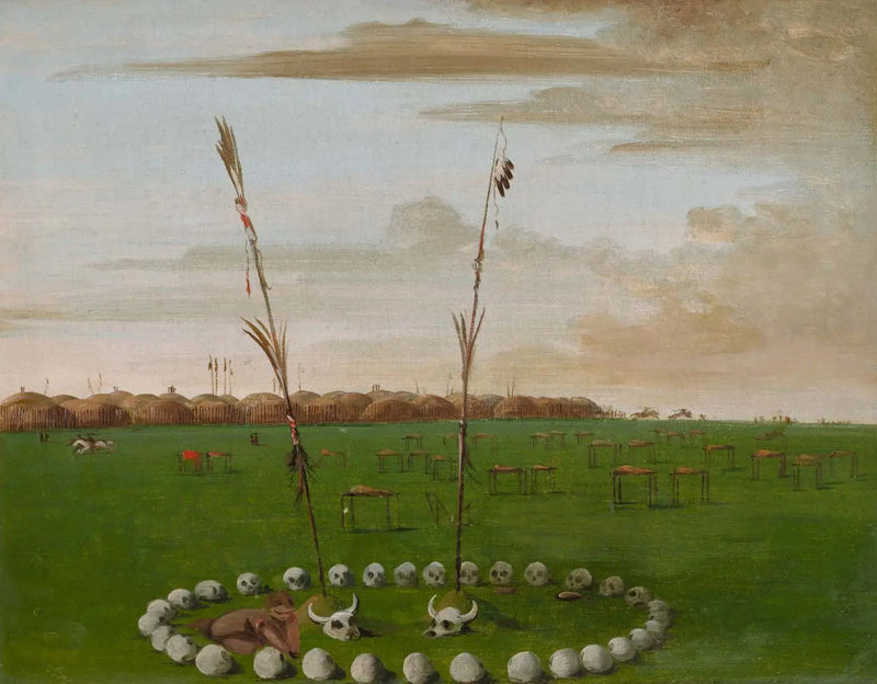 マンダン村の後ろ側の景色、墓地を示す - ジョージ・キャトリン

Source:
Vue arrière du village de Mandan, montrant le cimetière - George Catlin