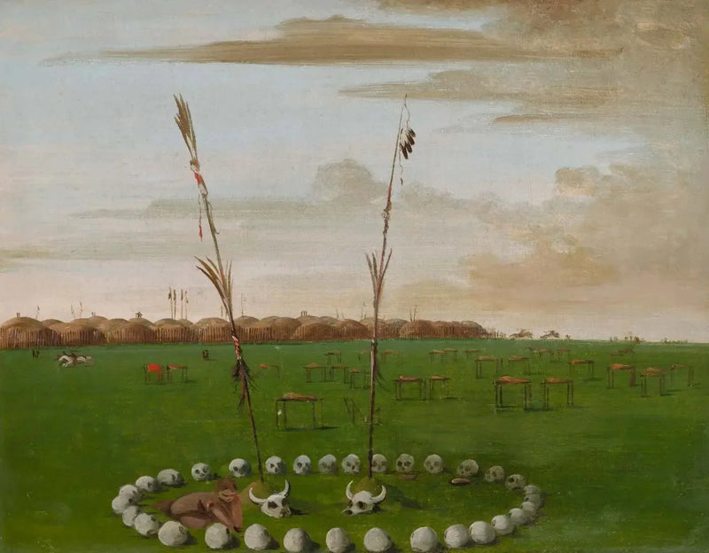 マンダン村の後ろ側の景色、墓地を示す - ジョージ・キャトリン

Source:
Vue arrière du village de Mandan, montrant le cimetière - George Catlin