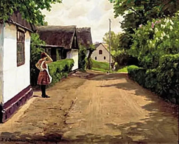Vue de Gundsømagle un jour d'été. - H. A. Brendekilde image 1 reproduction artisanale de tableau
