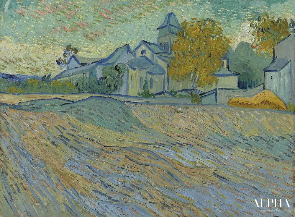 Vue de l'Asile et de la Chapelle de Saint-Rémy (1889) - Van Gogh - Reproductions de tableaux et peintures haut de gamme