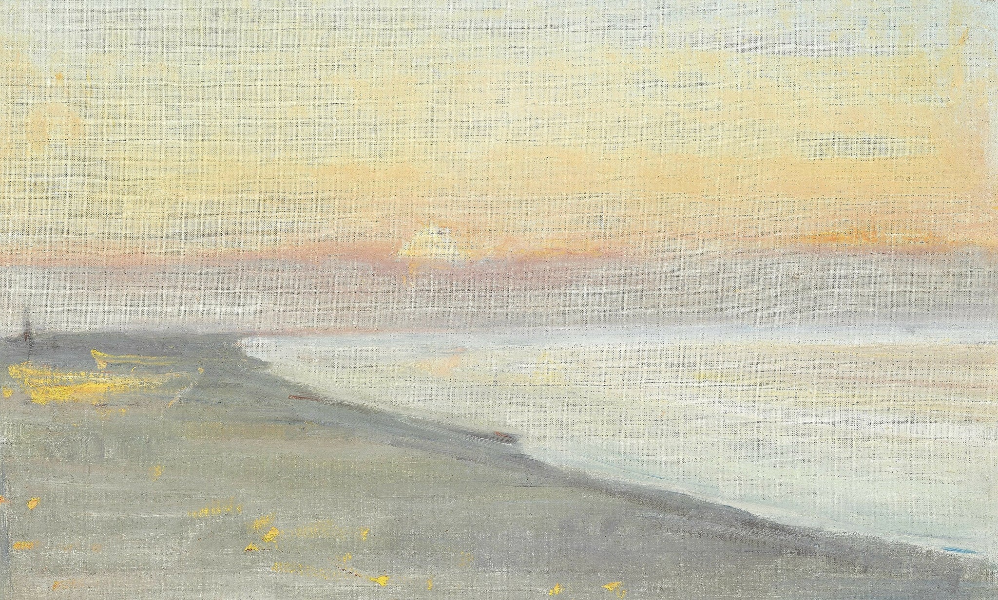 Vue depuis une plage au crépuscule, Skagen. - Michael Peter Ancher image 1 copie de tableau peinte à la main
