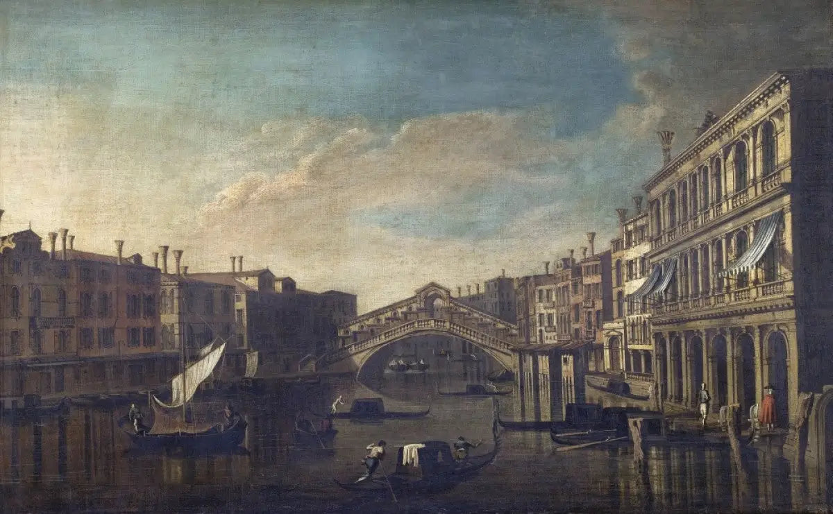 Vue du Grand Canal vers le pont du Rialto Venise - Canaletto - Alpha Reproduction
