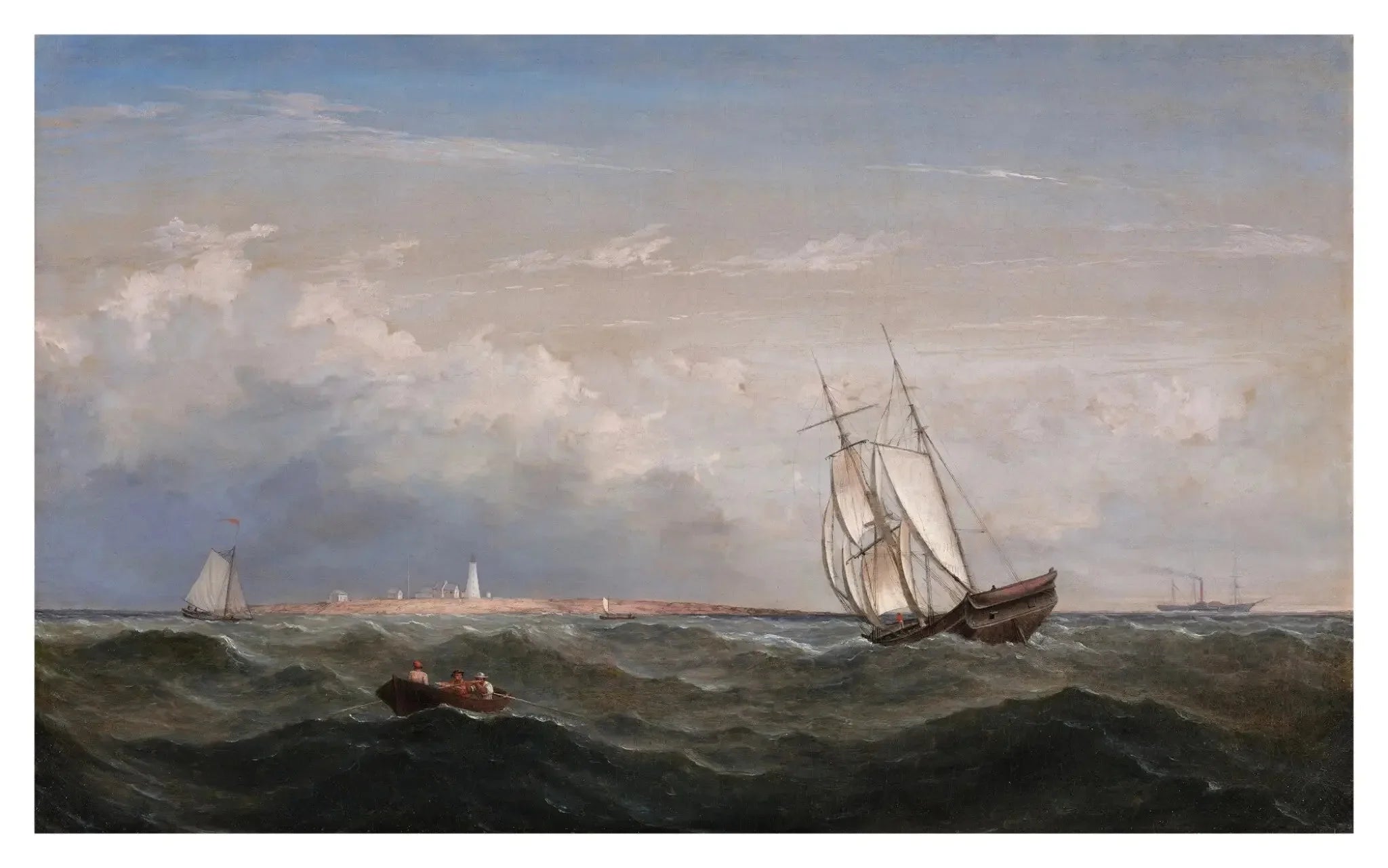 Vue nord-ouest des rochers du mont Désert - Fitz Henry Lane image 1 reproduction de peinture à l’huile