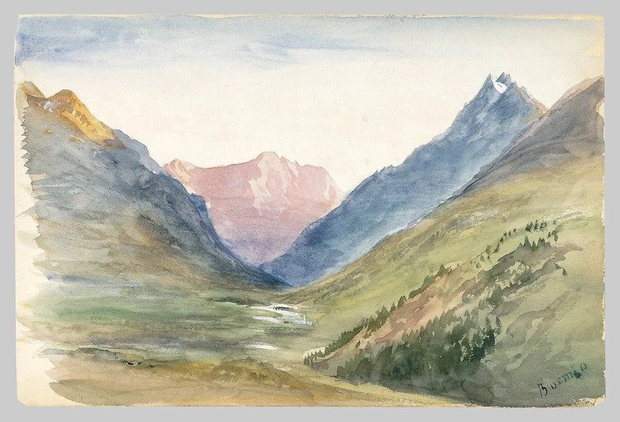ボルミオの山の眺め（1869年スイススケッチブック） - ジョン・シンガー・サージェント