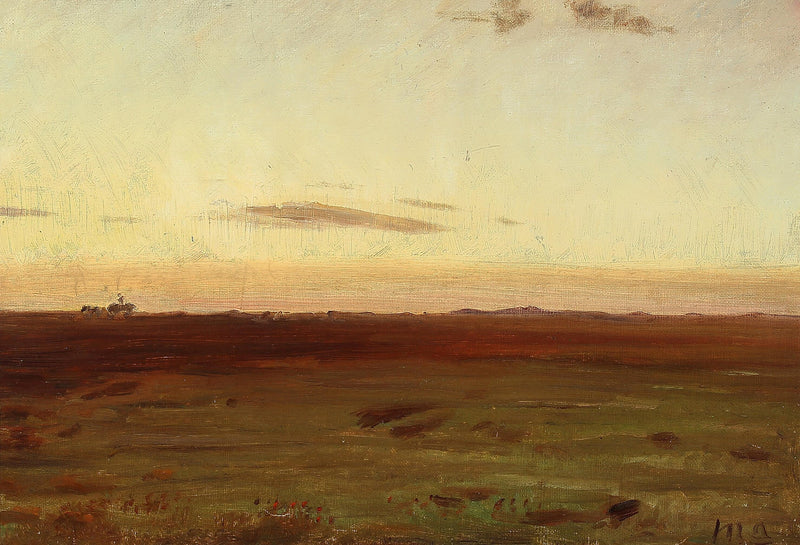 Vue sur la prairie et les dunes sous le soleil couchant. - Michael Peter Ancher