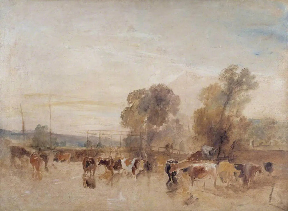 Weir and Cattle - J. M. W. Turner image 1 reproduction d’œuvre d’art à l’huile