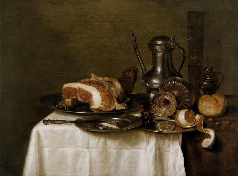Nature morte avec jambon, gibier et vaisselle - Willem Claesz Heda