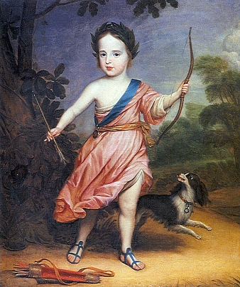 Willem III op driejarige leeftijd in Romeins kostuum - Gerrit van Honthorst image 1 reproduction de peinture à l’huile